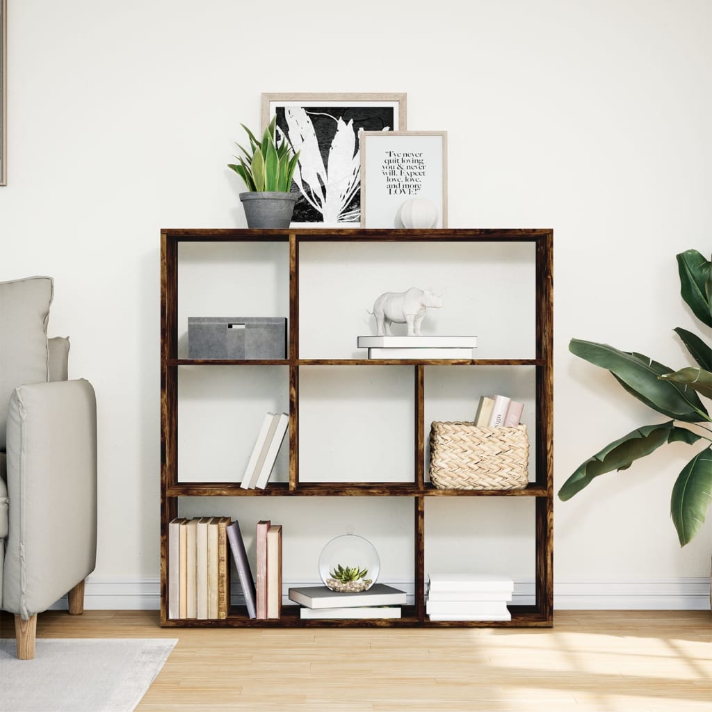 Room Divider Bookcase Smoked Oak 102x29x103.5 cm Engineered Wood