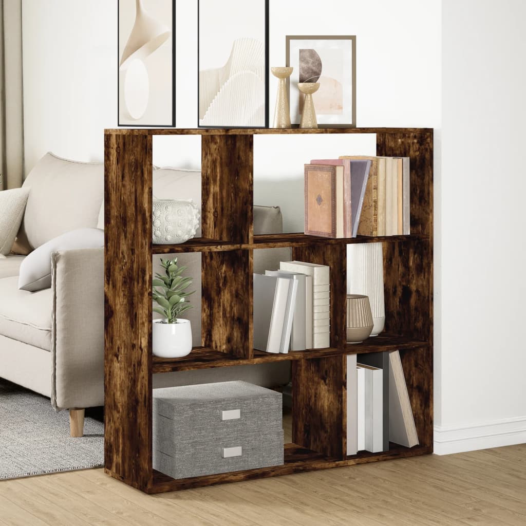 Room Divider Bookcase Smoked Oak 102x29x103.5 cm Engineered Wood