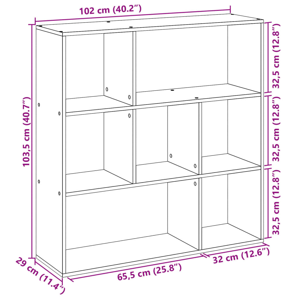 Room Divider Bookcase Grey Sonoma 102x29x103.5 cm Engineered Wood