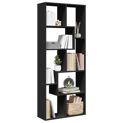 Room Divider Bookcase Black 67x25x161.5 cm Engineered Wood