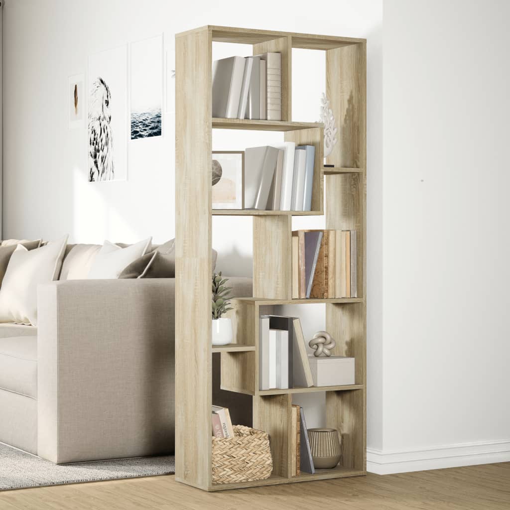 Room Divider Bookcase Sonoma Oak 67x25x161.5 cm Engineered Wood