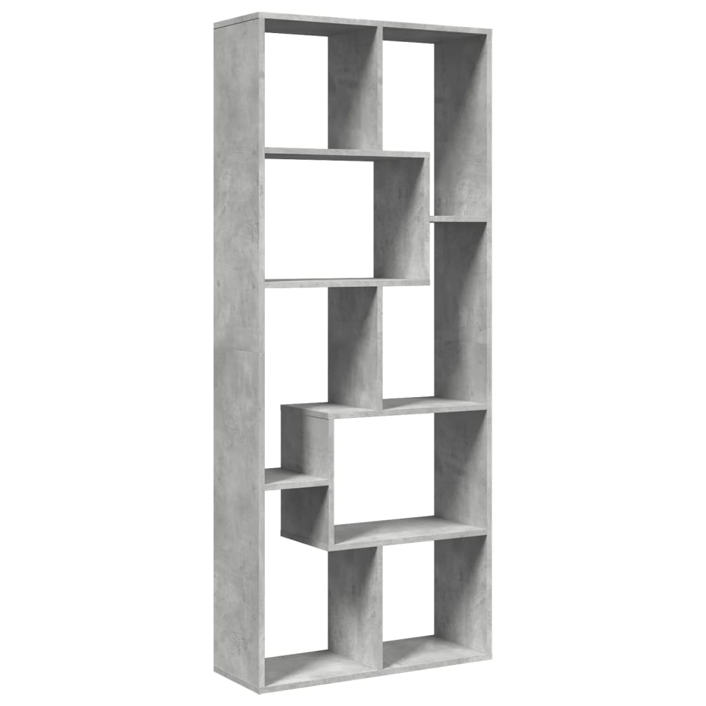 Room Divider Bookcase Concrete Grey 67x25x161.5 cm Engineered Wood