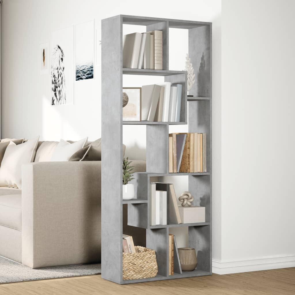 Room Divider Bookcase Concrete Grey 67x25x161.5 cm Engineered Wood