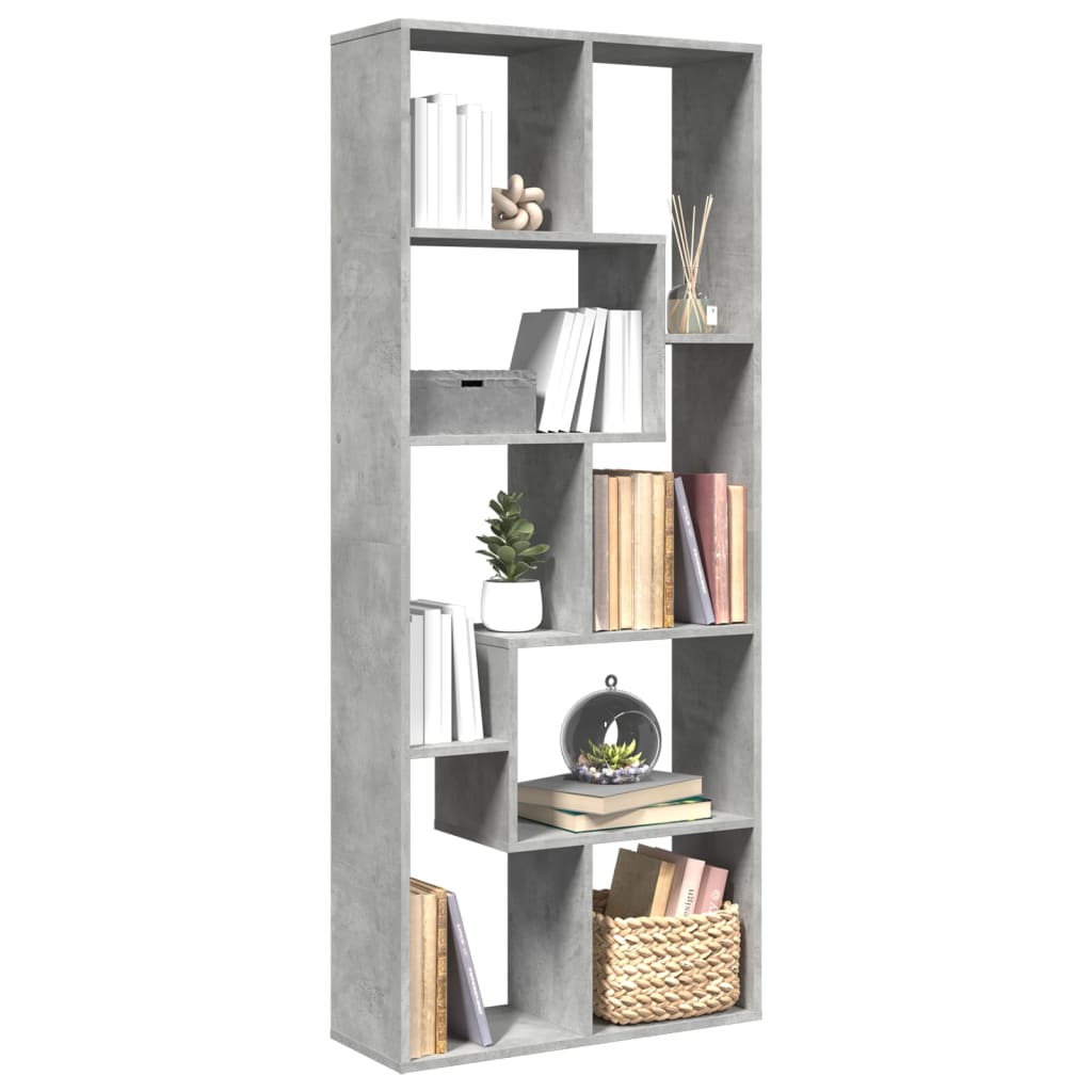 Room Divider Bookcase Concrete Grey 67x25x161.5 cm Engineered Wood