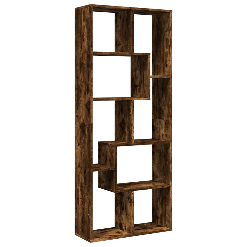 Room Divider Bookcase Smoked Oak 67x25x161.5 cm Engineered Wood