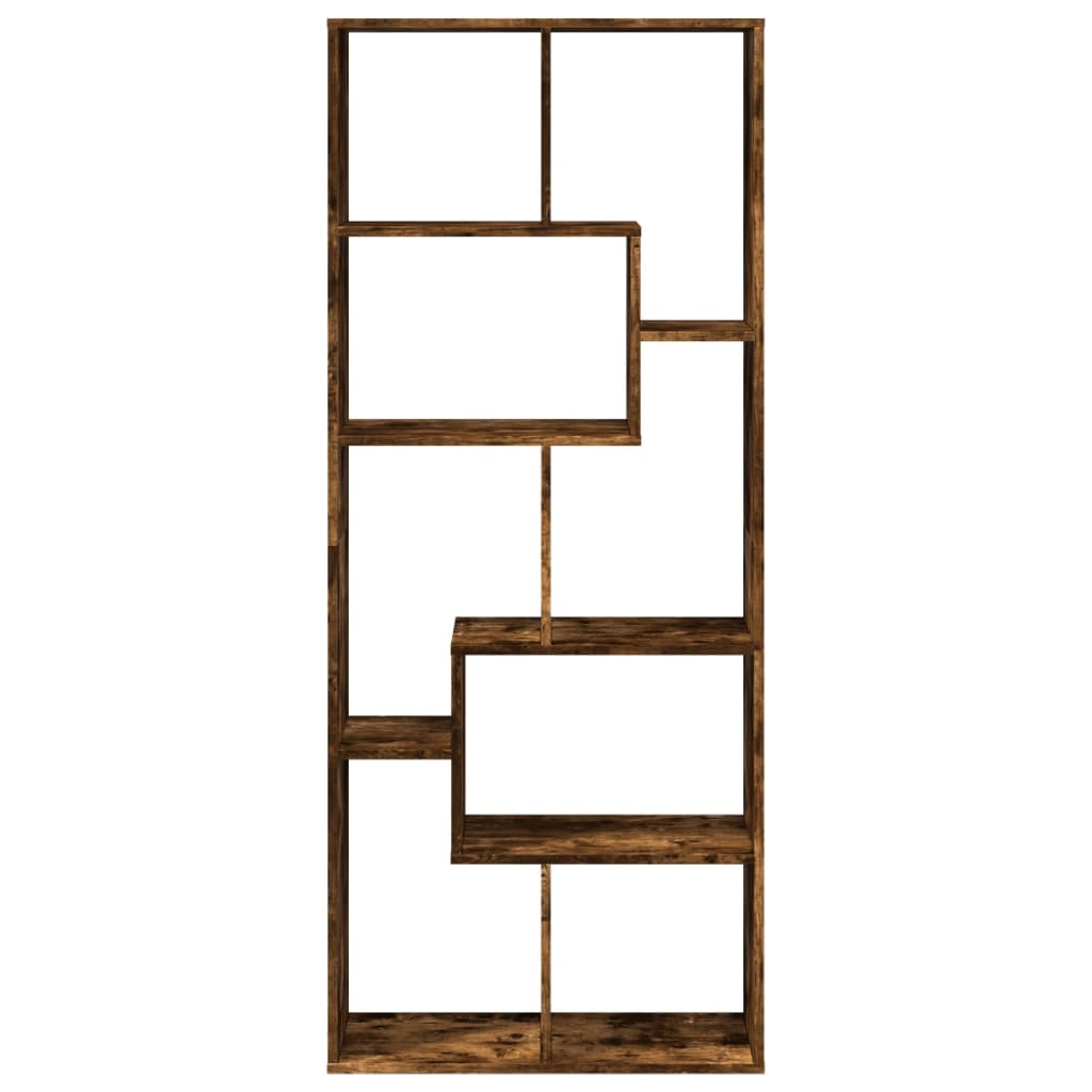 Room Divider Bookcase Smoked Oak 67x25x161.5 cm Engineered Wood