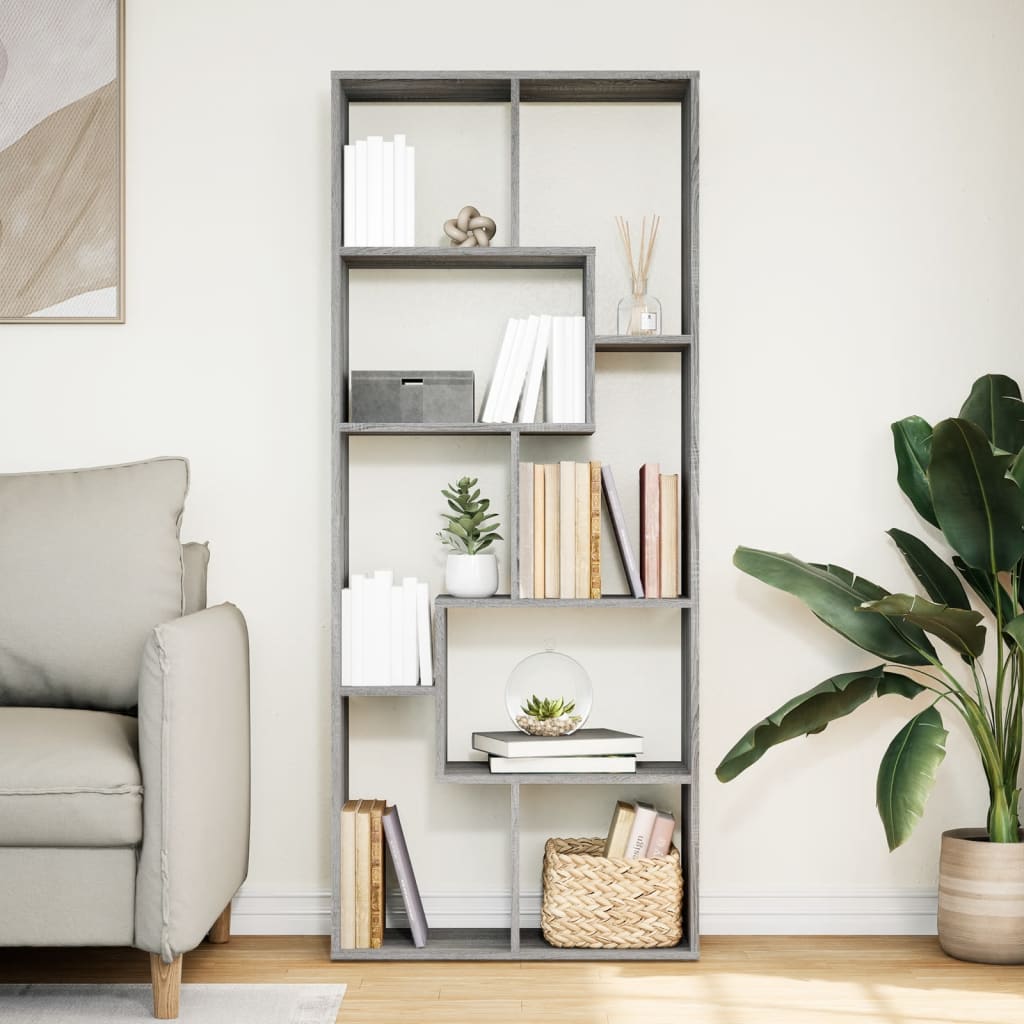 Room Divider Bookcase Grey Sonoma 67x25x161.5 cm Engineered Wood