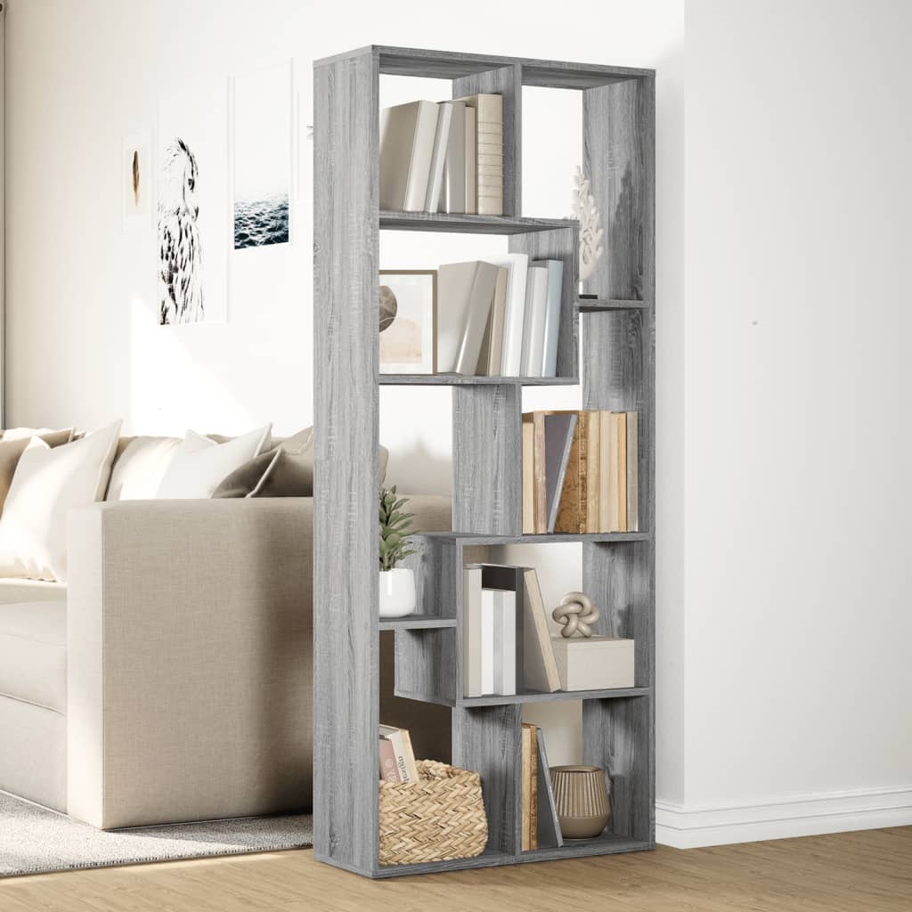 Room Divider Bookcase Grey Sonoma 67x25x161.5 cm Engineered Wood