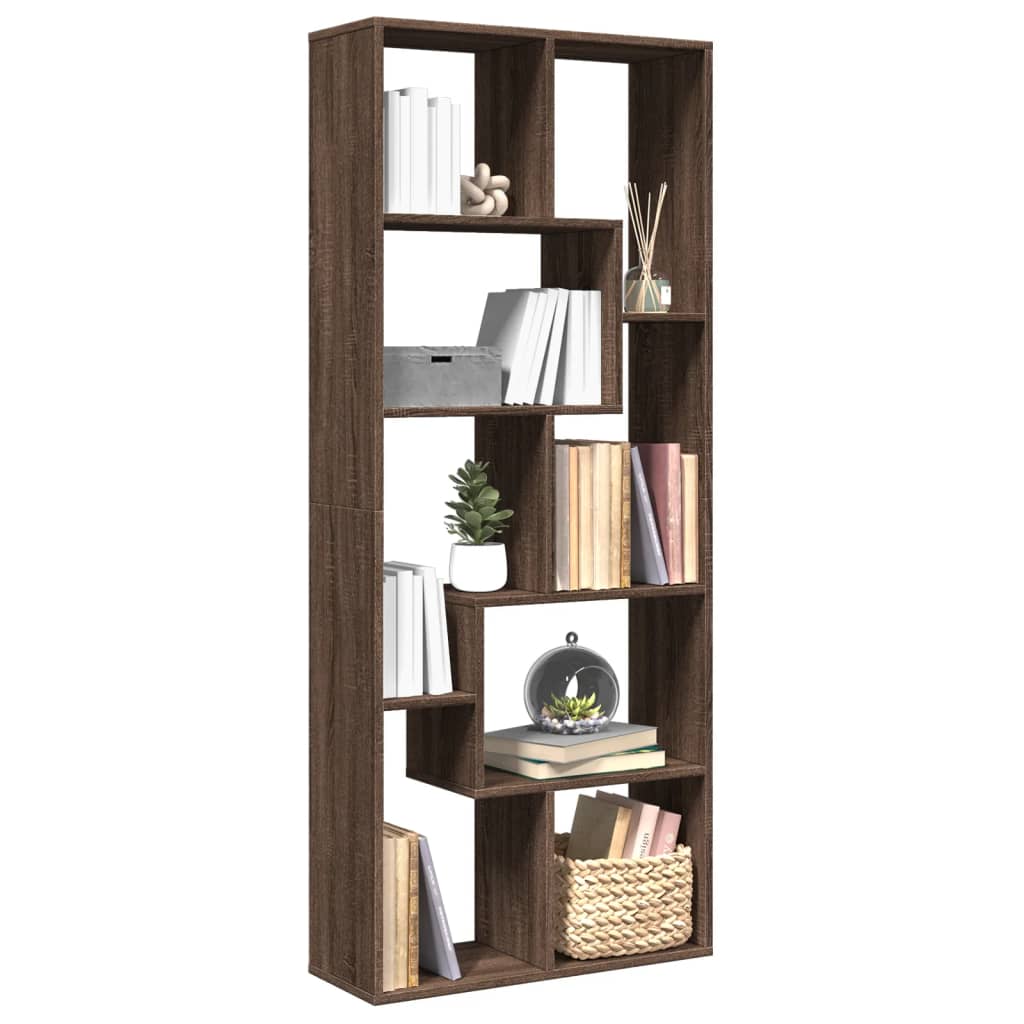 Room Divider Bookcase Brown Oak 67x25x161.5 cm Engineered Wood