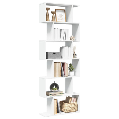 Room Divider Bookcase 6-Tier White 70x24x193 cm Engineered Wood