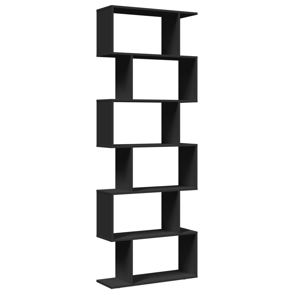 Room Divider Bookcase 6-Tier Black 70x24x193 cm Engineered Wood