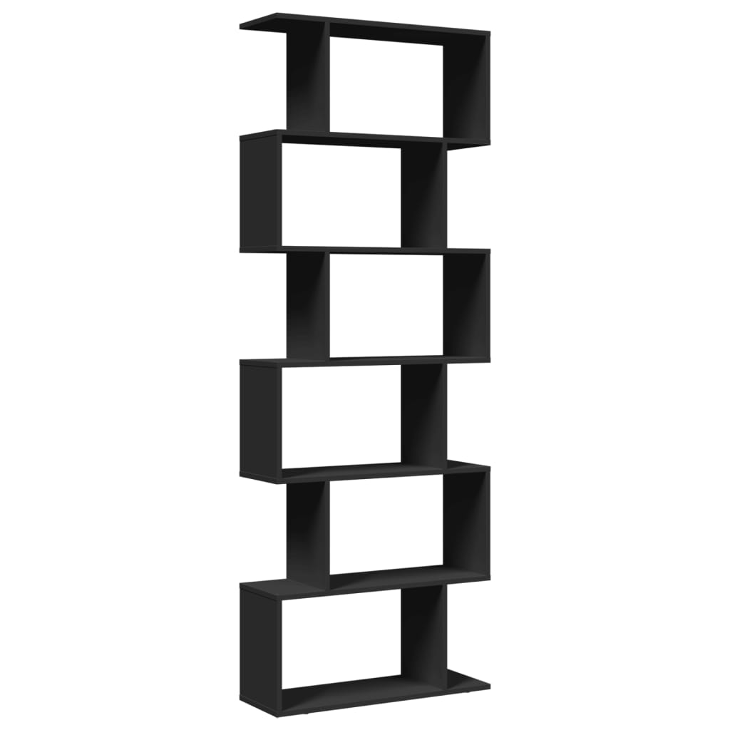 Room Divider Bookcase 6-Tier Black 70x24x193 cm Engineered Wood