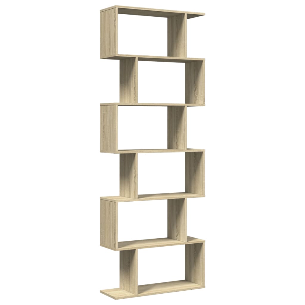 Room Divider Bookcase 6-Tier Sonoma Oak 70x24x193 cm Engineered Wood