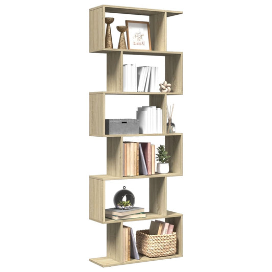 Room Divider Bookcase 6-Tier Sonoma Oak 70x24x193 cm Engineered Wood