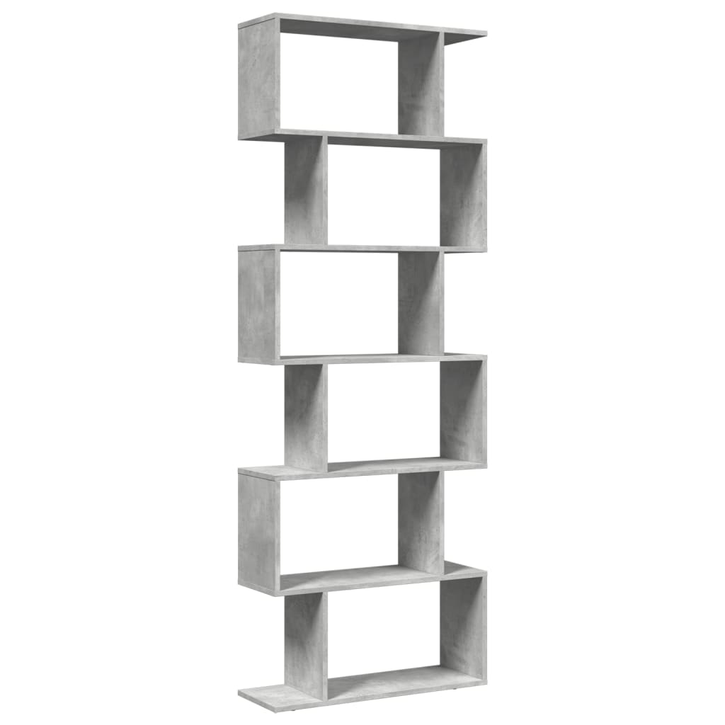 Room Divider Bookcase 6-Tier Concrete Grey 70x24x193 cm Engineered Wood