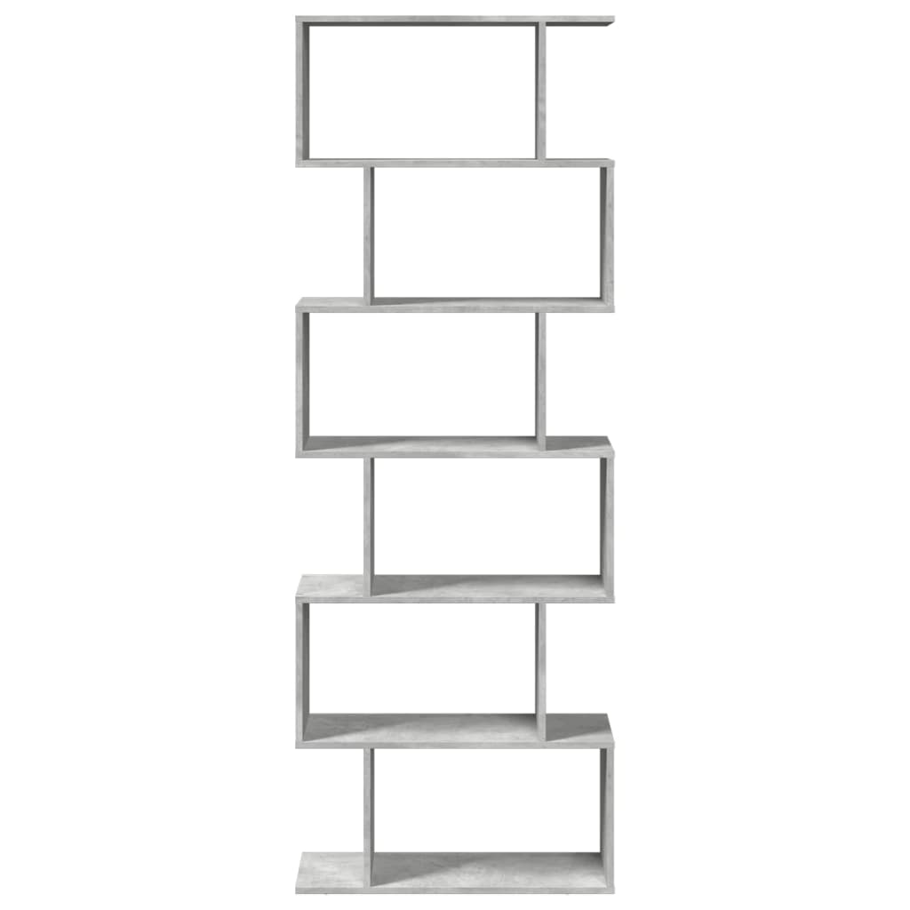 Room Divider Bookcase 6-Tier Concrete Grey 70x24x193 cm Engineered Wood