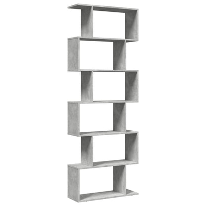 Room Divider Bookcase 6-Tier Concrete Grey 70x24x193 cm Engineered Wood