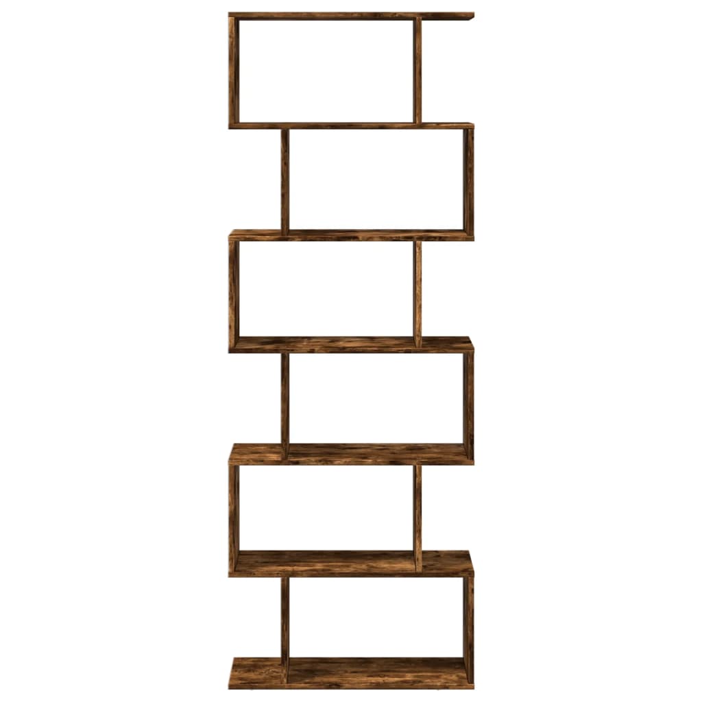 Room Divider Bookcase 6-Tier Smoked Oak 70x24x193 cm Engineered Wood