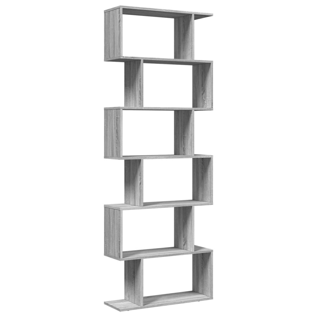 Room Divider Bookcase 6-Tier Grey Sonoma 70x24x193 cm Engineered Wood