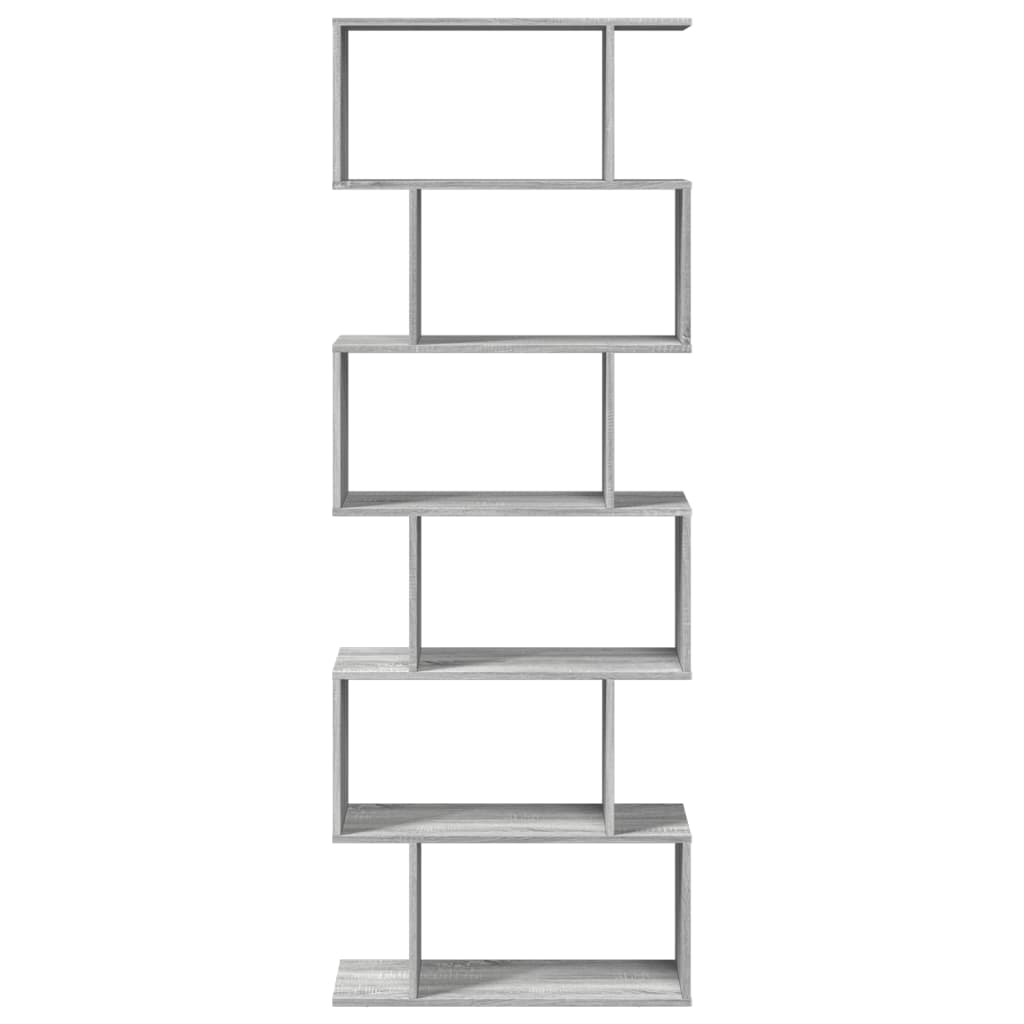 Room Divider Bookcase 6-Tier Grey Sonoma 70x24x193 cm Engineered Wood