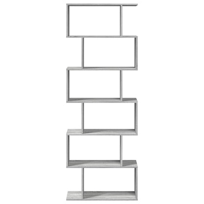 Room Divider Bookcase 6-Tier Grey Sonoma 70x24x193 cm Engineered Wood