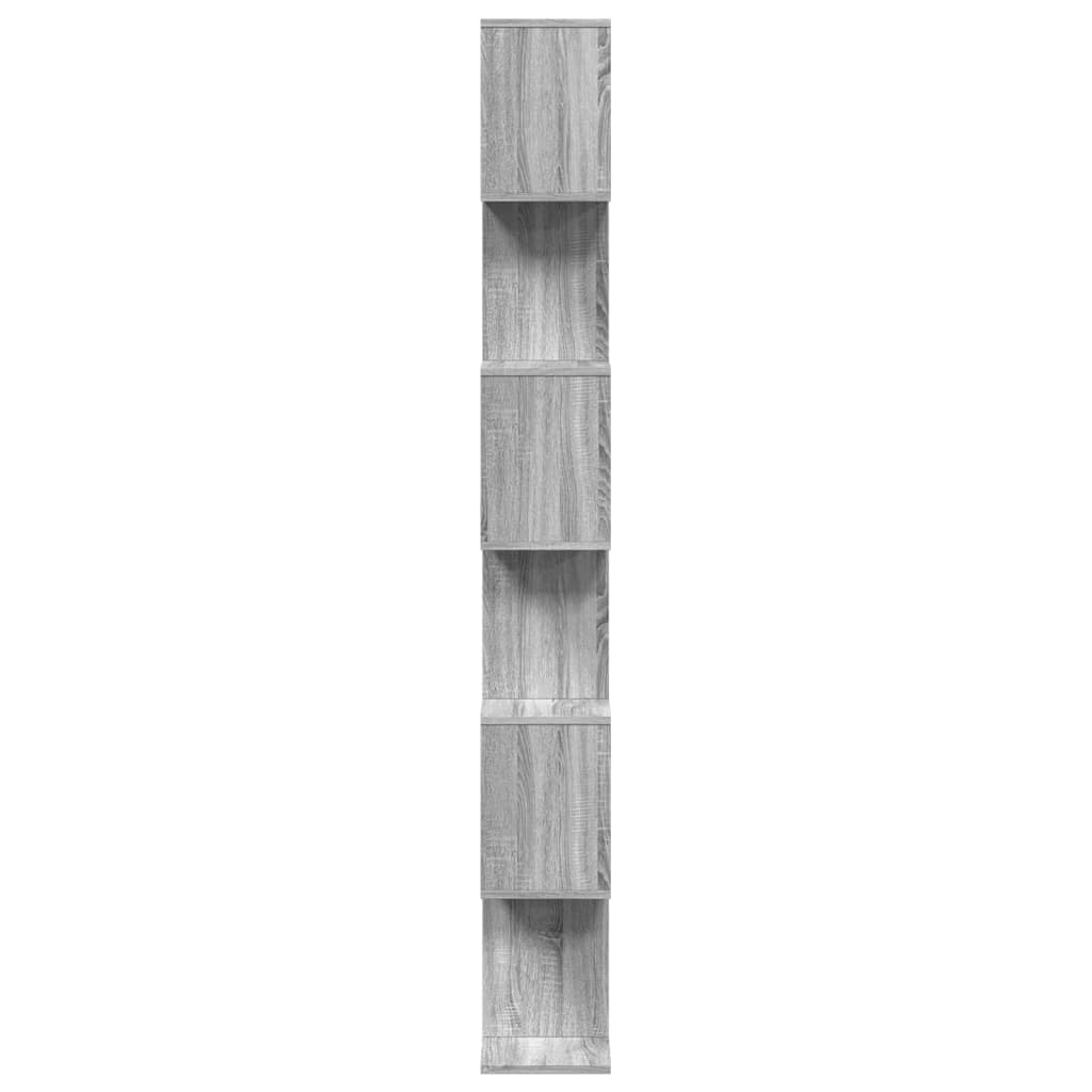 Room Divider Bookcase 6-Tier Grey Sonoma 70x24x193 cm Engineered Wood