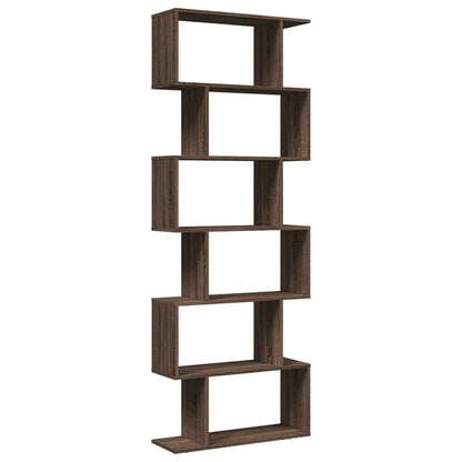 Room Divider Bookcase 6-Tier Brown Oak 70x24x193 cm Engineered Wood