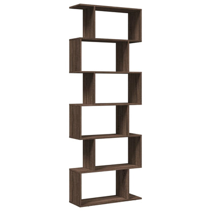 Room Divider Bookcase 6-Tier Brown Oak 70x24x193 cm Engineered Wood