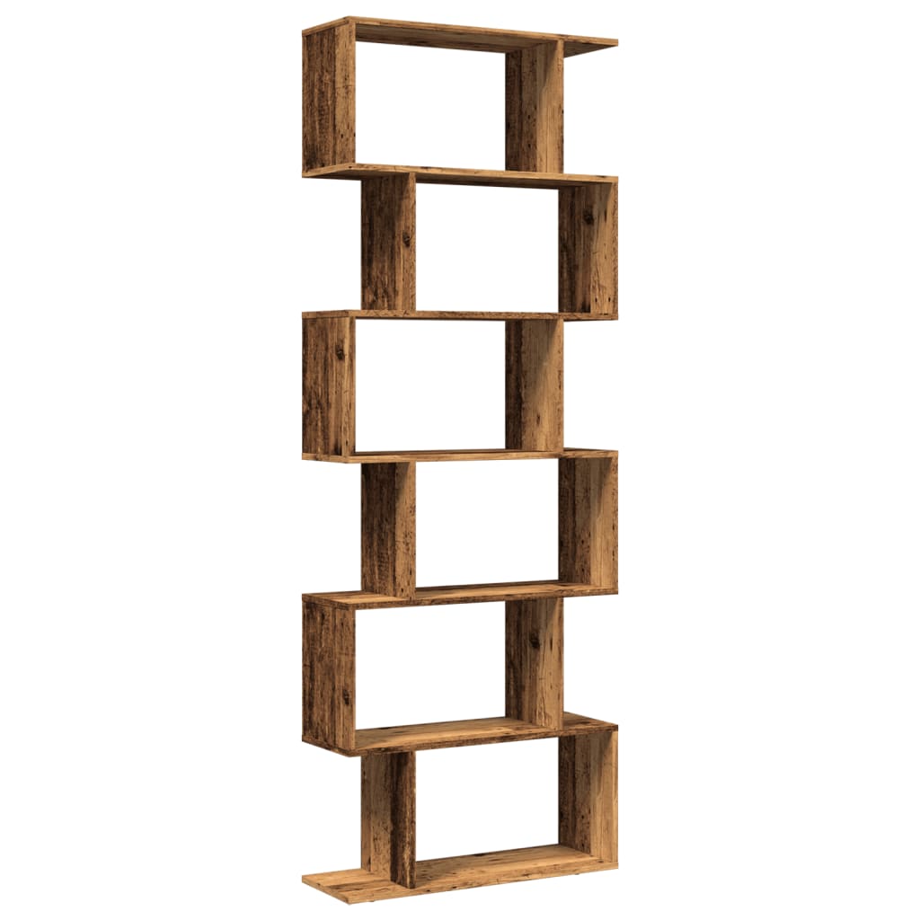 Room Divider Bookcase 6-Tier Old Wood 70x24x193 cm Engineered Wood