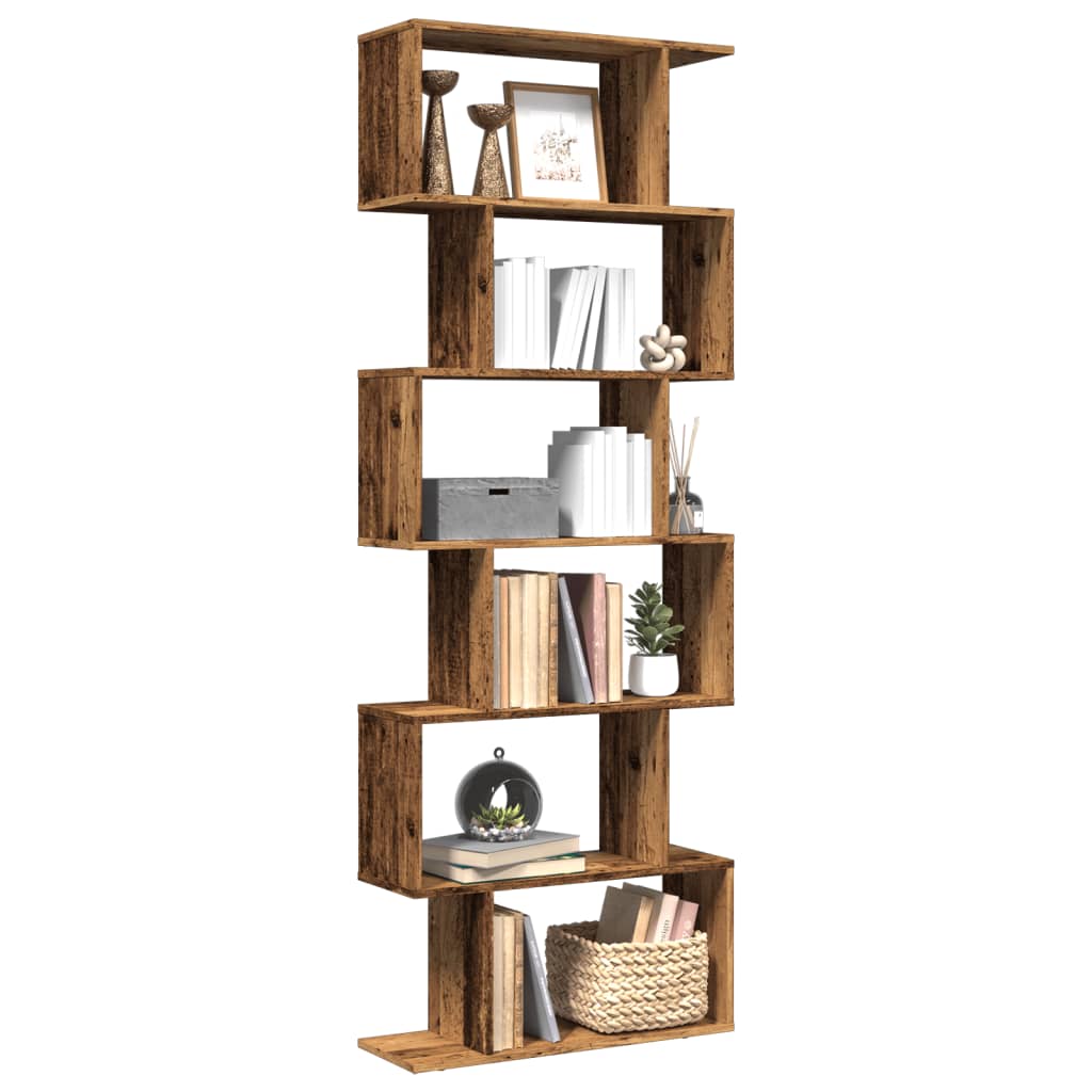 Room Divider Bookcase 6-Tier Old Wood 70x24x193 cm Engineered Wood