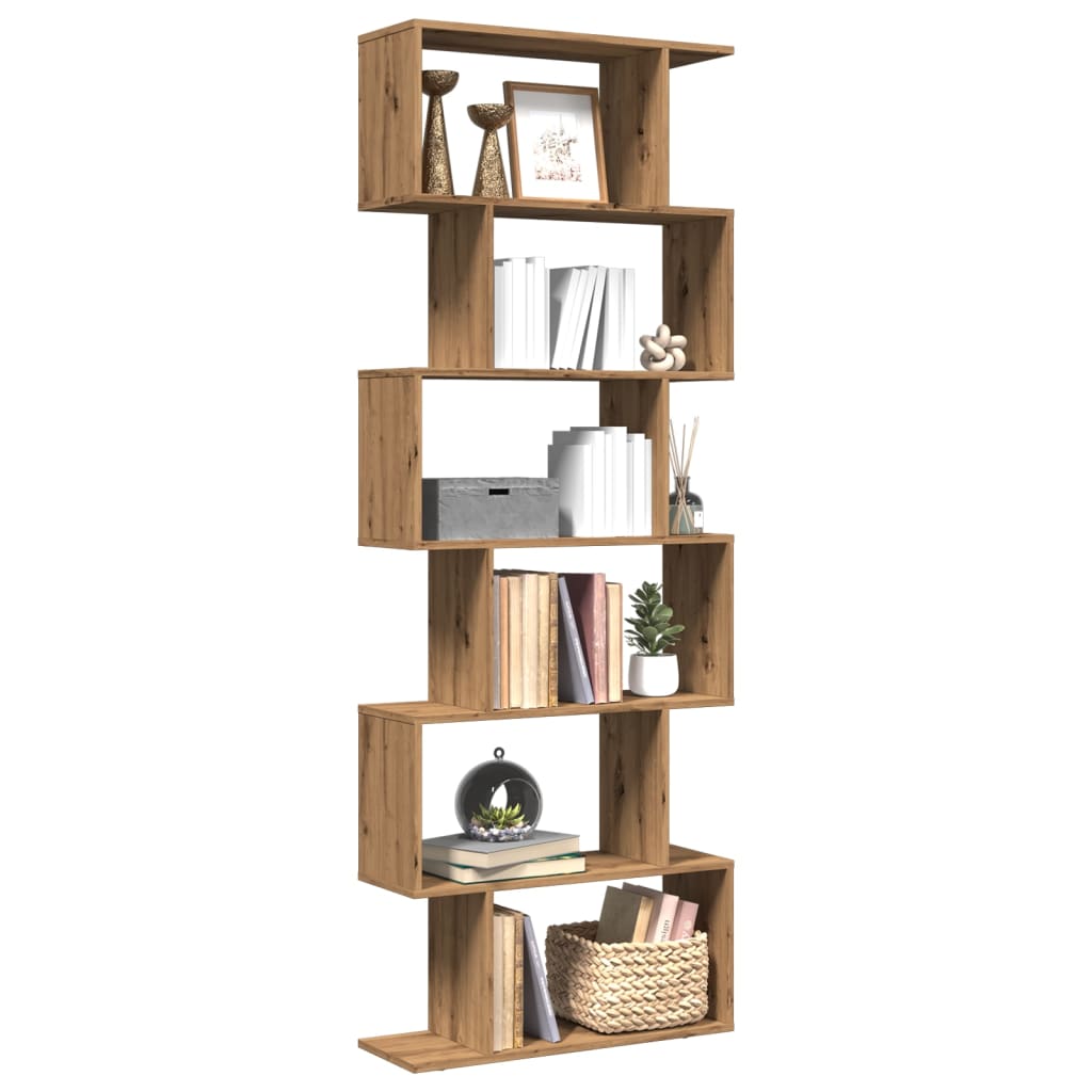 Room Divider Bookcase 6-Tier Artisan Oak 70x24x193 cm Engineered Wood