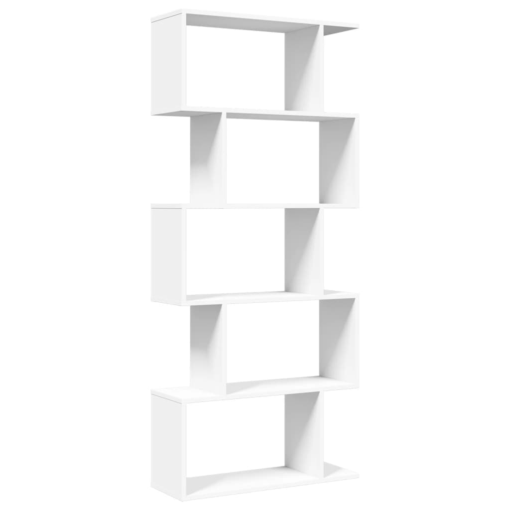 Room Divider Bookcase 5-Tier White 70x24x161 cm Engineered Wood