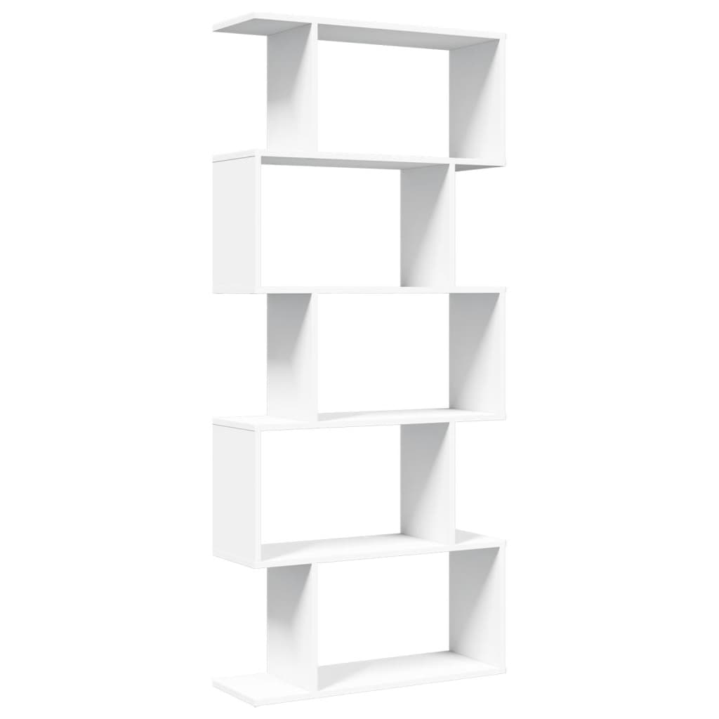 Room Divider Bookcase 5-Tier White 70x24x161 cm Engineered Wood