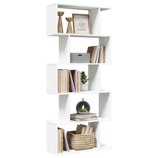 Room Divider Bookcase 5-Tier White 70x24x161 cm Engineered Wood