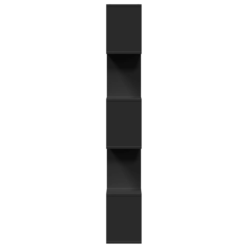 Room Divider Bookcase 5-Tier Black 70x24x161 cm Engineered Wood