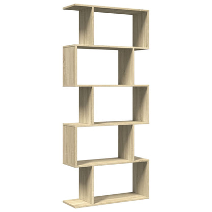 Room Divider Bookcase 5-Tier Sonoma Oak 70x24x161 cm Engineered Wood