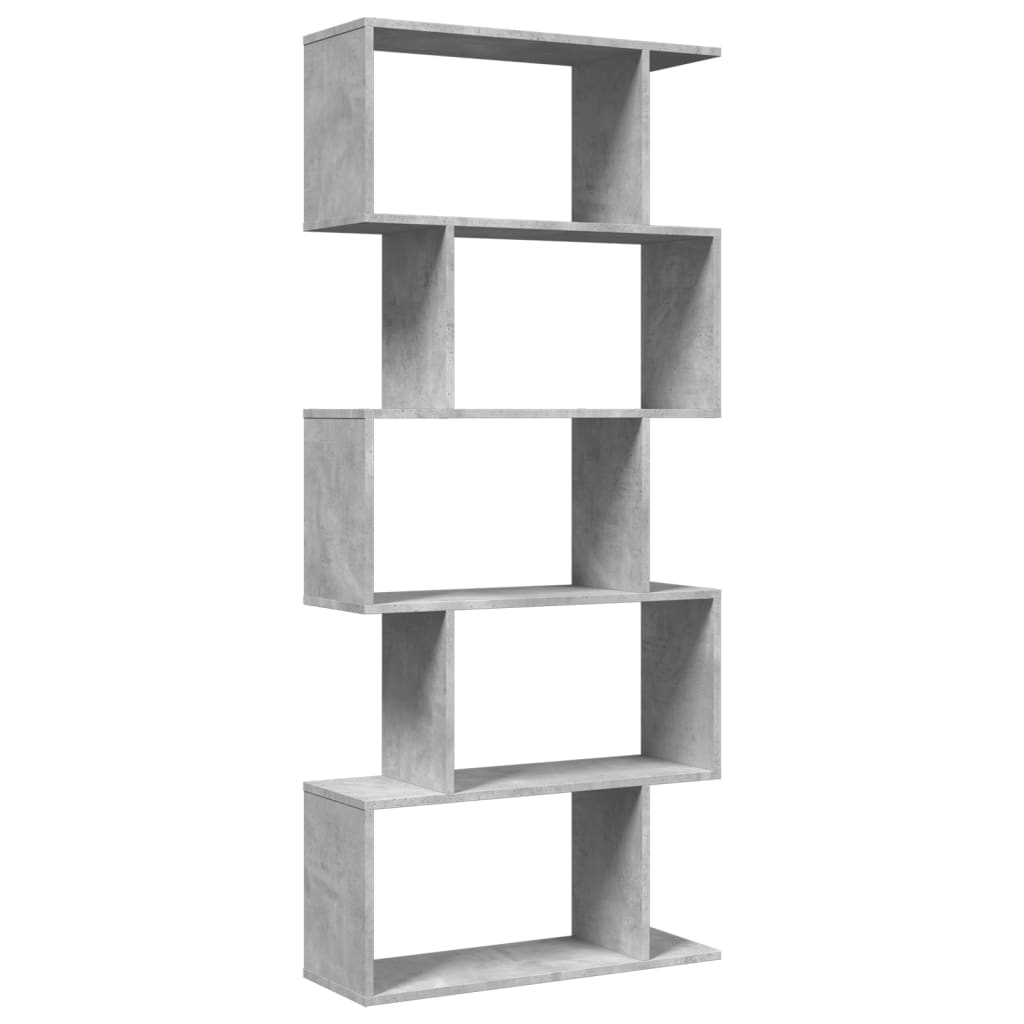 Room Divider Bookcase 5-Tier Concrete Grey 70x24x161 cm Engineered Wood