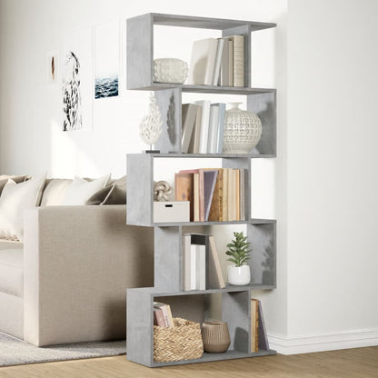 Room Divider Bookcase 5-Tier Concrete Grey 70x24x161 cm Engineered Wood