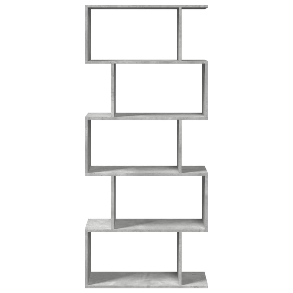 Room Divider Bookcase 5-Tier Concrete Grey 70x24x161 cm Engineered Wood