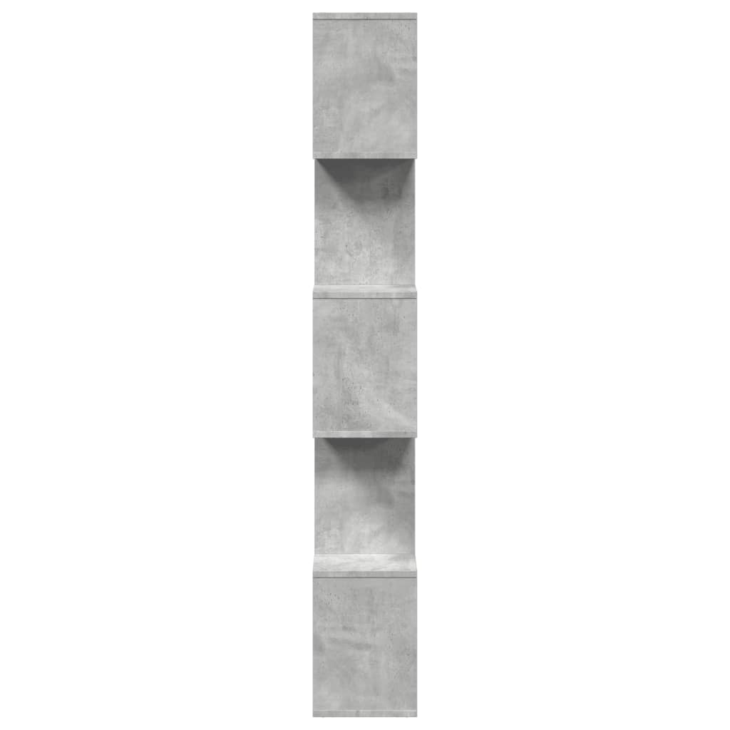 Room Divider Bookcase 5-Tier Concrete Grey 70x24x161 cm Engineered Wood