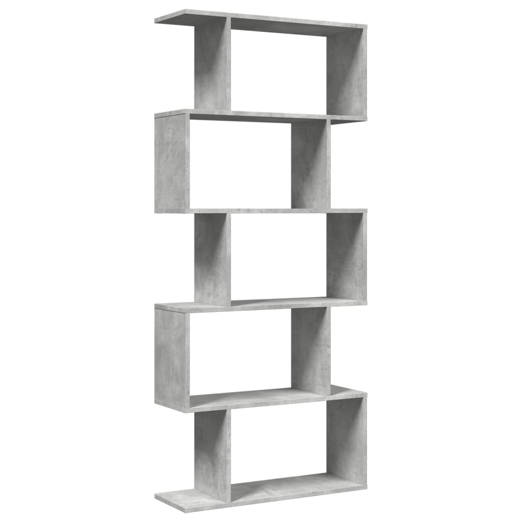 Room Divider Bookcase 5-Tier Concrete Grey 70x24x161 cm Engineered Wood