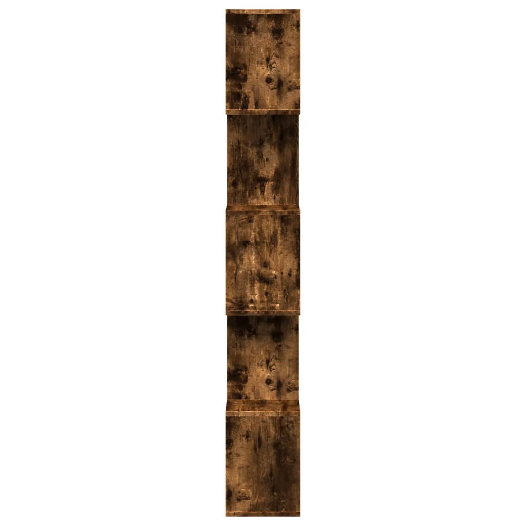 Room Divider Bookcase 5-Tier Smoked Oak 70x24x161 cm Engineered Wood