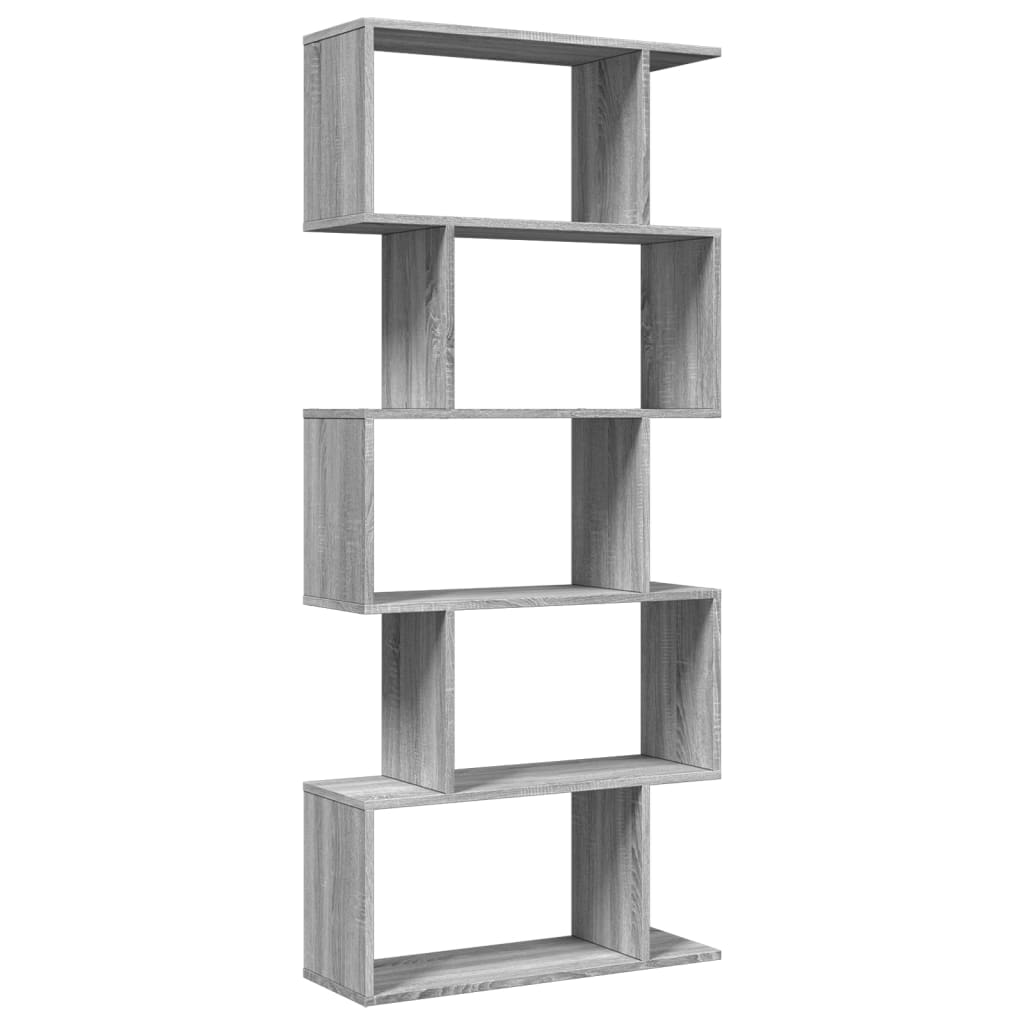 Room Divider Bookcase 5-Tier Grey Sonoma 70x24x161 cm Engineered Wood