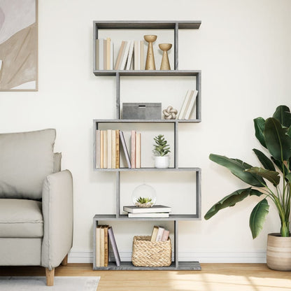 Room Divider Bookcase 5-Tier Grey Sonoma 70x24x161 cm Engineered Wood