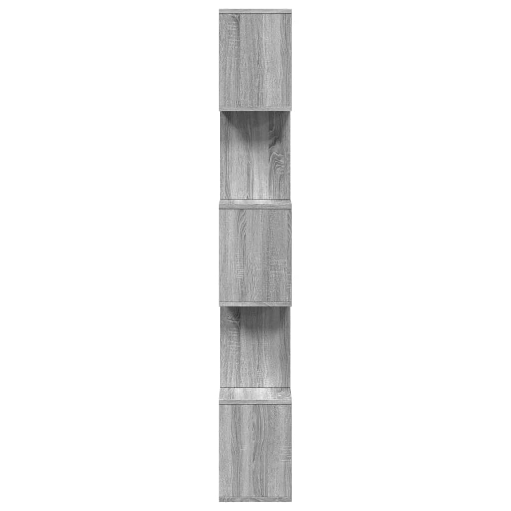 Room Divider Bookcase 5-Tier Grey Sonoma 70x24x161 cm Engineered Wood