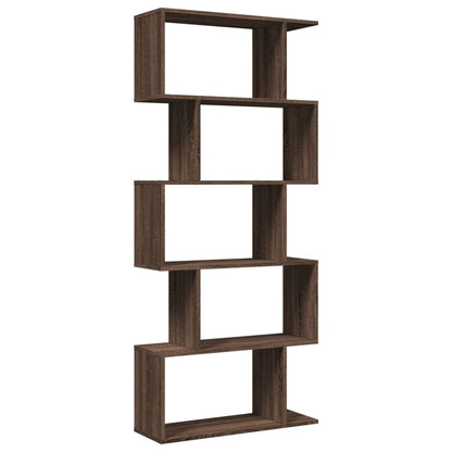 Room Divider Bookcase 5-Tier Brown Oak 70x24x161 cm Engineered Wood