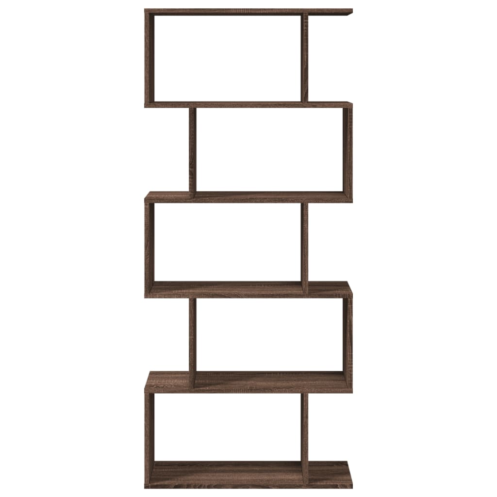 Room Divider Bookcase 5-Tier Brown Oak 70x24x161 cm Engineered Wood