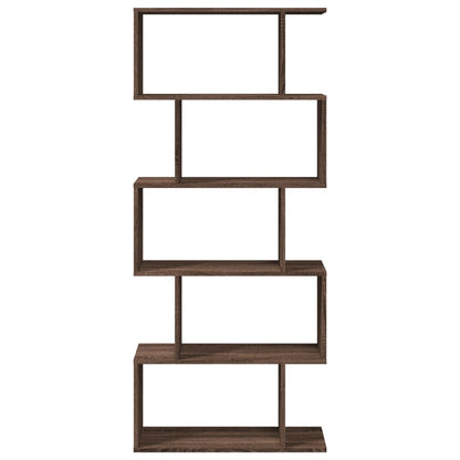 Room Divider Bookcase 5-Tier Brown Oak 70x24x161 cm Engineered Wood