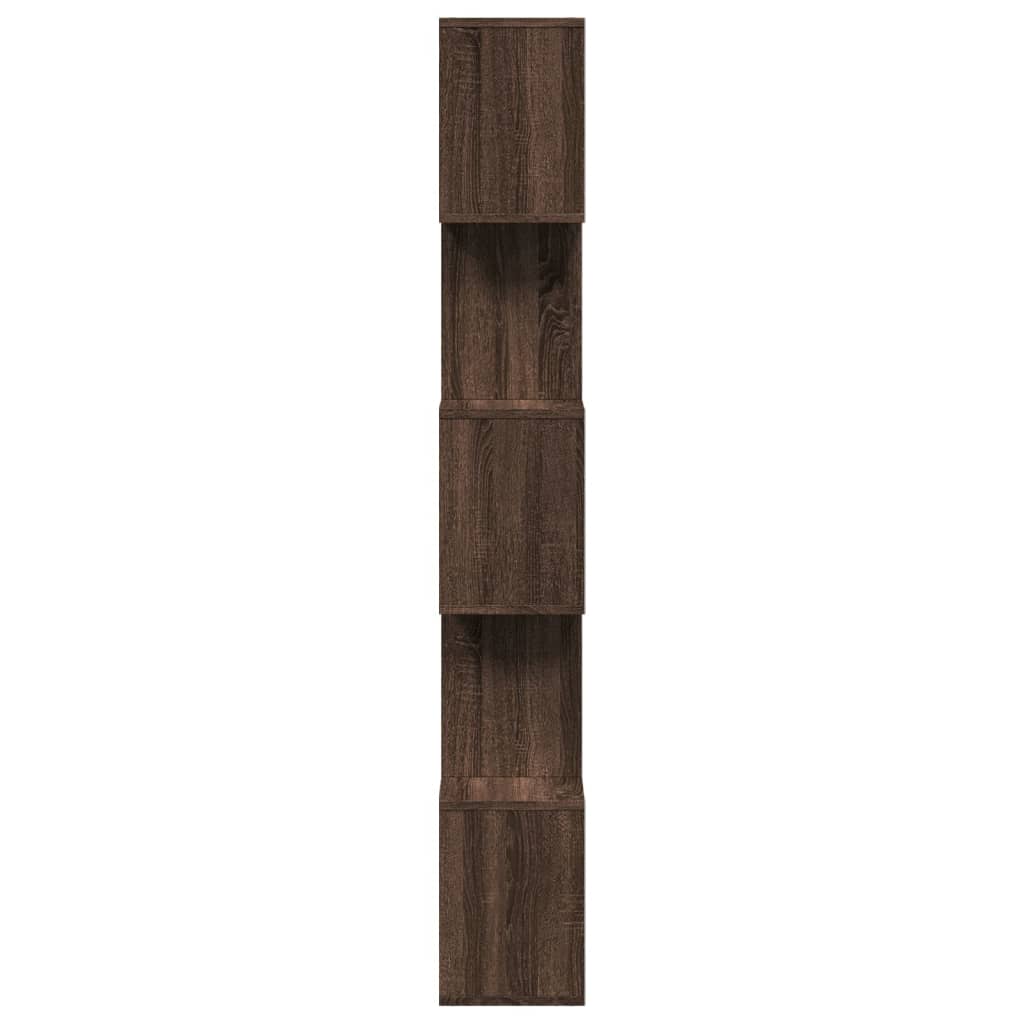 Room Divider Bookcase 5-Tier Brown Oak 70x24x161 cm Engineered Wood