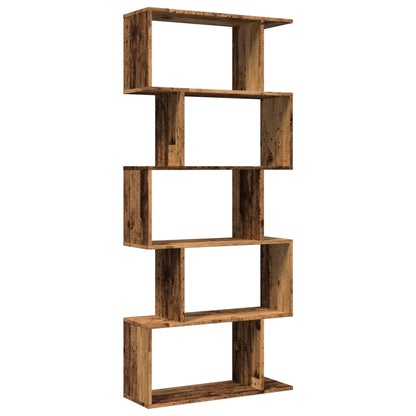 Room Divider Bookcase 5-Tier Old Wood 70x24x161 cm Engineered Wood